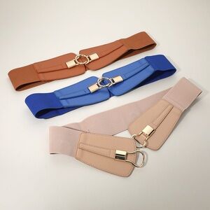 Gold Wide Waist Corset Statement Belt - Tan or Blue